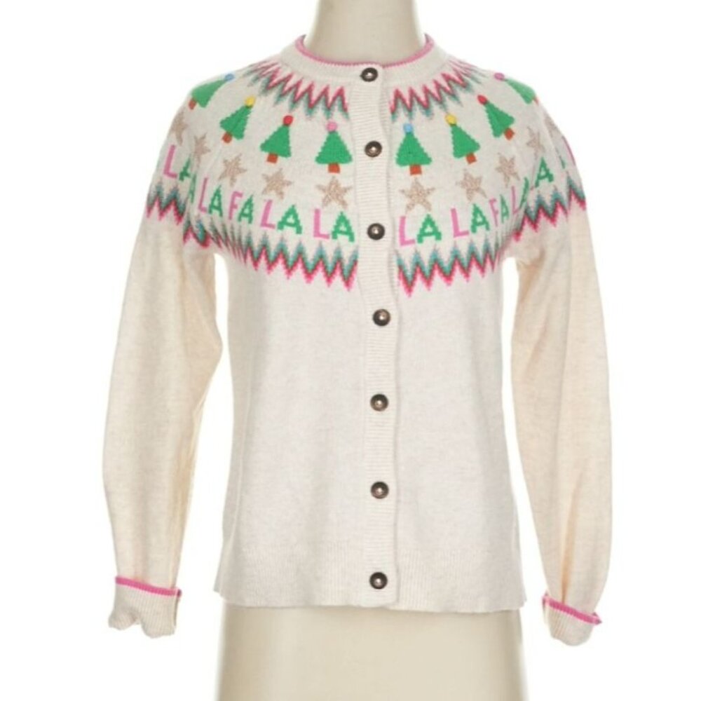 New Boden Edie Fair Isle Alpaca Blend Holiday Cardigan Sweater Cream S MSRP$150 - Picture 10 of 13